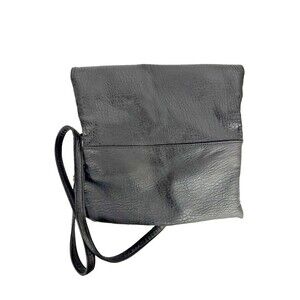 Street Level Black Faux Leather Crossbody Bag Foldover Flap Gold Hardware Purse